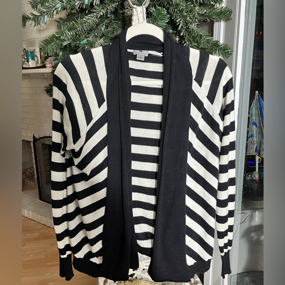 WORTHINGTON Black & White striped cardigan | L